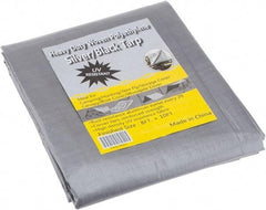 Value Collection - 10' Long x 8' Wide Polyethylene Tarp & Dust Cover - Black & Silver, Grommet, 11 to 12 mil Thickness - Apex Tool & Supply