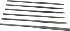 Value Collection - 6 Piece Swiss Pattern File Set - 6-1/4" Long, 2 Coarseness, Round Handle, Set Includes Equalling, Flat, Half Round, Round, Square, Three Square - Apex Tool & Supply