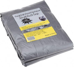 Value Collection - 20' Long x 16' Wide Polyethylene Tarp & Dust Cover - Black & Silver, Grommet, 11 to 12 mil Thickness - Apex Tool & Supply