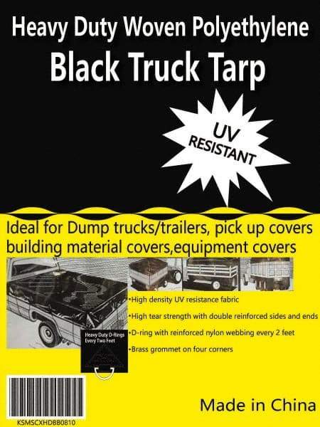 Value Collection - 10' Long x 8' Wide Polyethylene Tarp & Dust Cover - Black, Grommet, 11 to 12 mil Thickness - Apex Tool & Supply