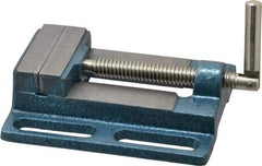 Interstate - 3-3/8" Jaw Opening Capacity x 3/4" Throat Depth, Horizontal Drill Press Vise - 3" Wide x 3/4" High Jaw, Stationary Base, Standard Speed, 7.28" OAL x 1.77" Overall Height, Cast Iron - Apex Tool & Supply