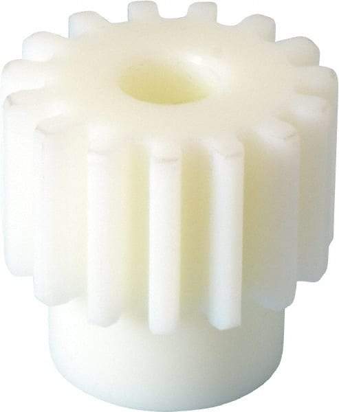 Poly Hi Solidur - 10 Pitch, 1-1/2" Pitch Diam, 1.7" OD, 15 Tooth Spur Gear - 1" Face Width, 1/2" Bore Diam, 1-7/32" Hub Diam, 14.5° Pressure Angle, Nylon - Apex Tool & Supply