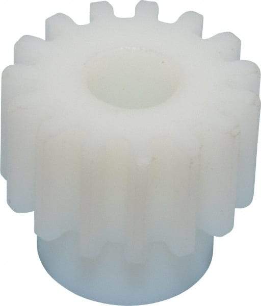Poly Hi Solidur - 12 Pitch, 1-1/4" Pitch Diam, 1.417" OD, 15 Tooth Spur Gear - 3/4" Face Width, 1/2" Bore Diam, 1" Hub Diam, 14.5° Pressure Angle, Nylon - Apex Tool & Supply