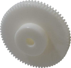 Poly Hi Solidur - 12 Pitch, 6" Pitch Diam, 6.166" OD, 72 Tooth Spur Gear - 3/4" Face Width, 3/4" Bore Diam, 2-3/4" Hub Diam, 14.5° Pressure Angle, Nylon - Apex Tool & Supply