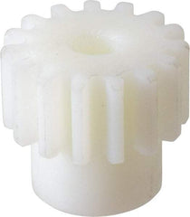 Poly Hi Solidur - 16 Pitch, 15/16" Pitch Diam, 1-1/16" OD, 15 Tooth Spur Gear - 1/2" Face Width, 1/2" Bore Diam, 3/4" Hub Diam, 14.5° Pressure Angle, Nylon - Apex Tool & Supply