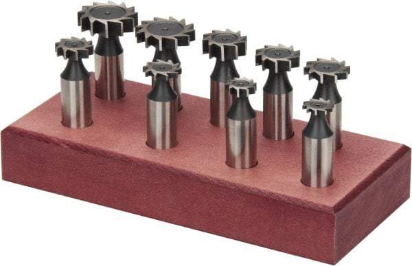 Value Collection - Straight Tooth Configuration, Woodruff and Keyseat Cutter Set - 204 to 808 ANSI, High Speed Steel, 9 Pieces - Apex Tool & Supply