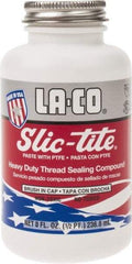 LA-CO - 1/2 Pt Brush Top Can White Thread Sealant - Paste with PTFE, 500°F Max Working Temp, For Metal, PVC, CPVC & ABS Plastic Pipe Threads - Apex Tool & Supply