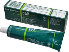 Dow Corning - 3 oz Tube Silver RTV Silicone Joint Sealant - -76 to -29.2°F Operating Temp, 20 min Tack Free Dry Time, 24 hr Full Cure Time, Series 732 - Apex Tool & Supply