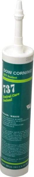 Dow Corning - 10.1 oz Cartridge White RTV Silicone Joint Sealant - -85 to 350°F Operating Temp, 14 min Tack Free Dry Time, 24 hr Full Cure Time, Series 737 - Apex Tool & Supply