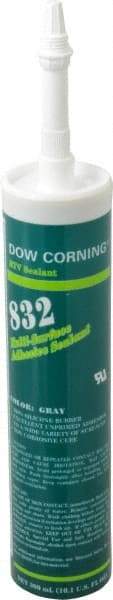 Dow Corning - 10.1 oz Cartridge Gray RTV Silicone Joint Sealant - -67 to 300°F Operating Temp, 90 min Tack Free Dry Time, Series 832 - Apex Tool & Supply