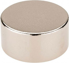 Mag-Mate - 3/4" Diam x 3/8" High Neodymium Rare Earth Magnet - 13.5 Lb Max Capacity, 200°F Max, Nickel Plated - Apex Tool & Supply