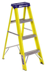 Louisville - 3 Steps, 4' High, Type I Rating, Fiberglass Step Ladder - 250 Lb Capacity, 18-7/8" Base Width - Apex Tool & Supply