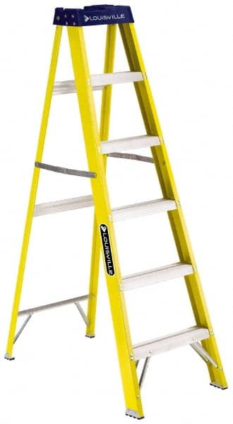 Louisville - 7 Steps, 8' High, Type I Rating, Fiberglass Step Ladder - Apex Tool & Supply