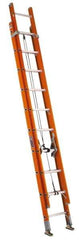 Louisville - 28' High, Type IA Rating, Fiberglass Industrial Extension Ladder - 300 Lb Capacity, 25' Working Length, 18-1/4" Wide - Apex Tool & Supply
