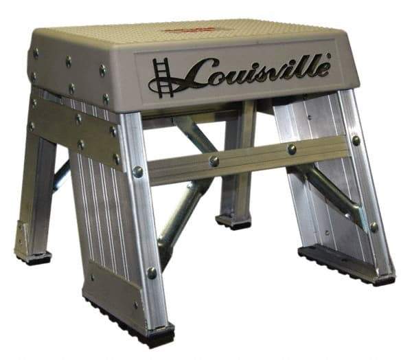 Louisville - 1 Step, 1' High, Type IA Rating, Aluminum Step Stand - 300 Lb Capacity, 15-11/16" Base Width - Apex Tool & Supply