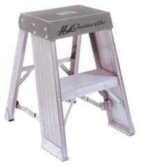 Louisville - 3 Steps, 3' High, Type IA Rating, Aluminum Step Stand - 300 Lb Capacity, 19-11/16" Base Width - Apex Tool & Supply