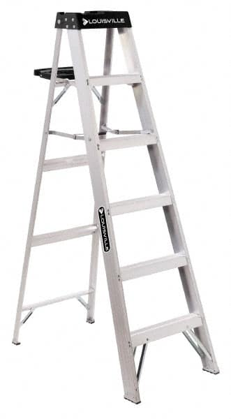Louisville - 9 Steps, 10' High, Type IA Rating, Aluminum Step Ladder - Apex Tool & Supply