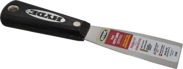 Hyde Tools - 1-1/2" Wide Stainless Steel Putty Knife - Flexible, Nylon Handle, 7-3/4" OAL - Apex Tool & Supply