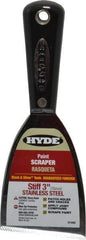 Hyde Tools - Stiff Stainless Steel 1-Edge Scraper - 3" Blade Width, Nylon Handle - Apex Tool & Supply