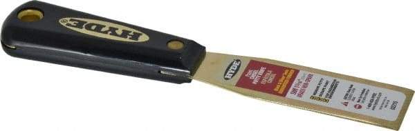 Hyde Tools - 1-5/16" Wide Brass Putty Knife - Stiff, Nylon Handle, 7-3/4" OAL - Apex Tool & Supply