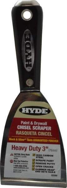 Hyde Tools - 3" Wide Carbon Steel Putty Knife - Stiff, Nylon/Hammerhead Handle - Apex Tool & Supply