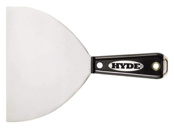 Hyde Tools - 4" Wide Stainless Steel Taping Knife - Flexible, Nylon Handle, 8-1/8" OAL - Apex Tool & Supply