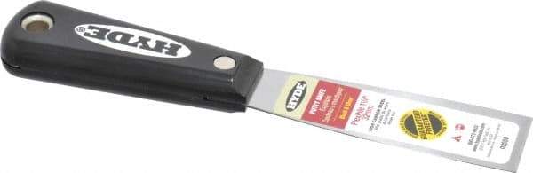 Hyde Tools - 1-1/4" Wide Steel Putty Knife - Flexible, Nylon Handle, 7-3/4" OAL - Apex Tool & Supply