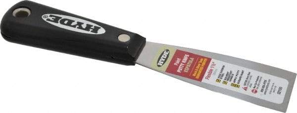 Hyde Tools - 1-1/2" Wide Steel Putty Knife - Flexible, Nylon Handle, 7-3/4" OAL - Apex Tool & Supply