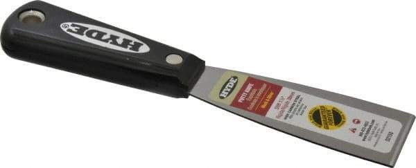 Hyde Tools - 1-1/2" Wide Steel Putty Knife - Stiff, Nylon Handle, 7-3/4" OAL - Apex Tool & Supply