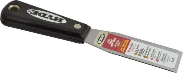 Hyde Tools - 1-5/16" Wide Steel Taping Knife - Stiff, Nylon Handle, 7-3/4" OAL - Apex Tool & Supply