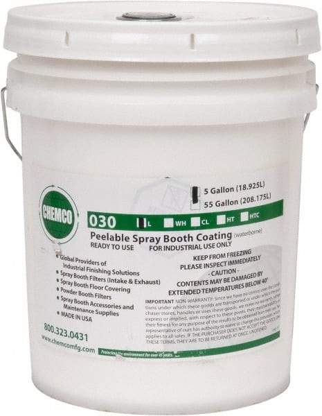 Made in USA - White Water Base Booth Coating - 5 Gallons, Spray, Coverage 250 Square Feet at 2 mil - Apex Tool & Supply