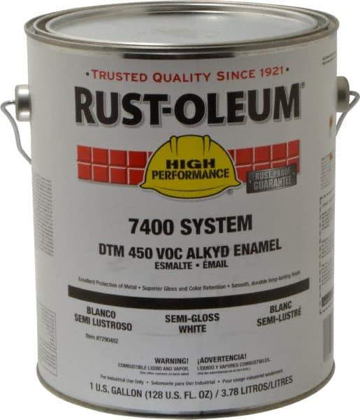Rust-Oleum - 1 Gal White Semi Gloss Finish Industrial Enamel Paint - Interior/Exterior, Direct to Metal, <450 gL VOC Compliance - Apex Tool & Supply