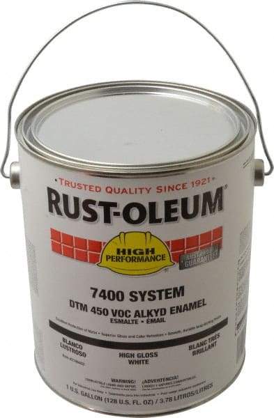 Rust-Oleum - 1 Gal White High Gloss Finish Industrial Enamel Paint - Interior/Exterior, Direct to Metal, <450 gL - Apex Tool & Supply