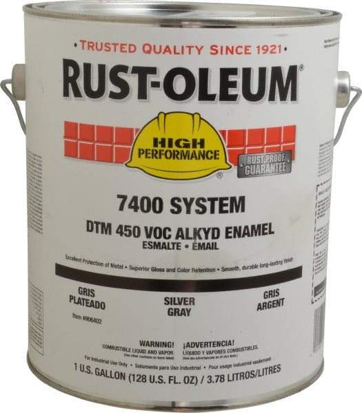 Rust-Oleum - 1 Gal Silver Gray Gloss Finish Industrial Enamel Paint - Interior/Exterior, Direct to Metal, <450 gL VOC Compliance - Apex Tool & Supply