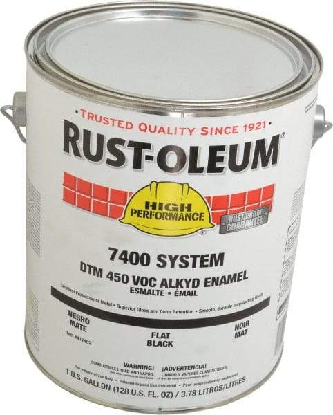 Rust-Oleum - 1 Gal Black Flat Finish Industrial Enamel Paint - Interior/Exterior, Direct to Metal, <450 gL VOC Compliance - Apex Tool & Supply