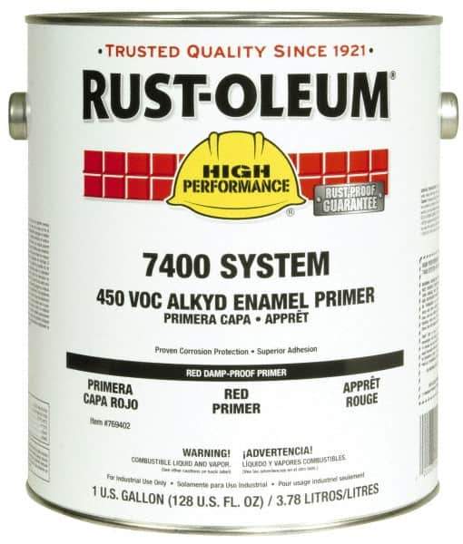 Rust-Oleum - 1 Gal Red Damp-Proof Primer - 230 to 435 Sq Ft/Gal, <450 gL Content, Direct to Metal, Quick Drying - Apex Tool & Supply