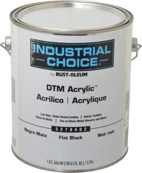 Rust-Oleum - 1 Gal Black Flat Finish Acrylic Enamel Paint - Interior/Exterior, Direct to Metal, <250 gL VOC Compliance - Apex Tool & Supply