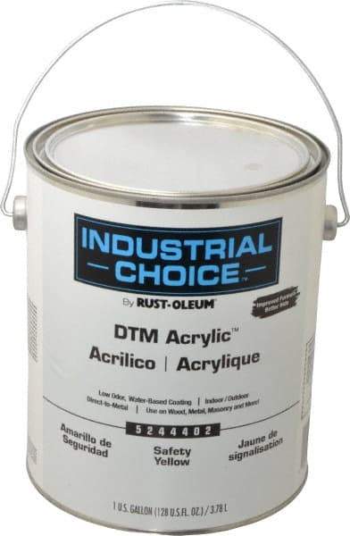 Rust-Oleum - 1 Gal Safety Yellow High Gloss Finish Acrylic Enamel Paint - Interior/Exterior, Direct to Metal, <250 gL VOC Compliance - Apex Tool & Supply
