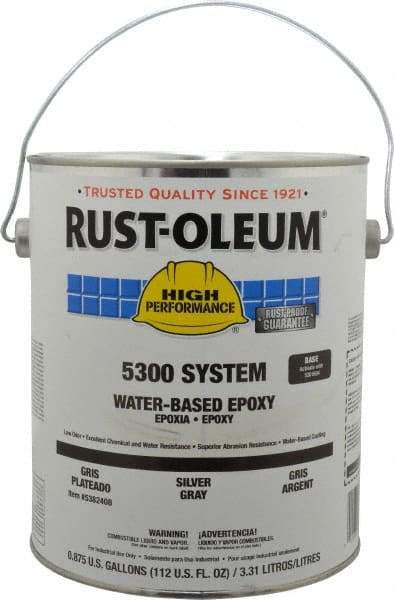 Rust-Oleum - 1 Gal High Gloss Silver Gray Water-Based Epoxy - 200 to 350 Sq Ft/Gal Coverage, <250 g/L VOC Content - Apex Tool & Supply