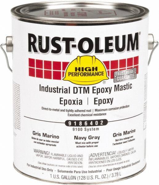 Rust-Oleum - 1 Gal Gloss Navy Gray Epoxy Mastic - 100 to 225 Sq Ft/Gal Coverage, <340 g/L VOC Content, Direct to Metal - Apex Tool & Supply
