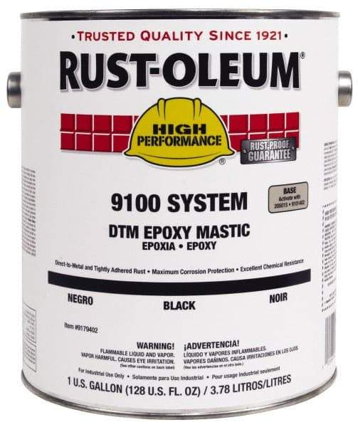 Rust-Oleum - 1 Gal Gloss Black Epoxy Mastic - 100 to 225 Sq Ft/Gal Coverage, <340 g/L VOC Content, Direct to Metal - Apex Tool & Supply