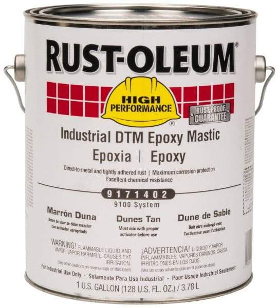 Rust-Oleum - 1 Gal Gloss Dunes Tan Epoxy Mastic - 100 to 225 Sq Ft/Gal Coverage, <340 g/L VOC Content, Direct to Metal - Apex Tool & Supply
