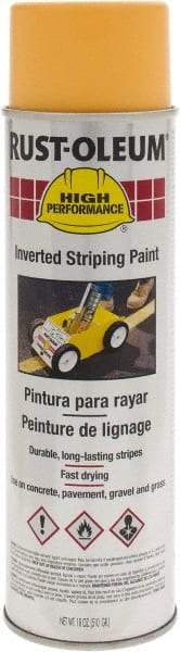 Rust-Oleum - 18 fl oz Yellow Striping Paint - 275' to 300' Coverage at 3" Wide, Solvent-Based Formula - Apex Tool & Supply