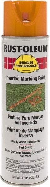 Rust-Oleum - 15 fl oz Orange Marking Paint - 300' to 350' Coverage at 1-1/2" Wide, Solvent-Based Formula - Apex Tool & Supply