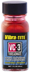 Vibra-Tite - 1 Fluid Ounce Bottle, Red, Low Strength Threadlocker - Series VC-3, 24 hr Full Cure Time, Hand Tool, Heat Removal - Apex Tool & Supply