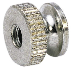 Electro Hardware - 3/8-16" UNC Thread, Uncoated, Grade B-633 Brass Round Knurled Thumb Nut - 15/32" Overall Height, 3/4" Head Diam - Apex Tool & Supply