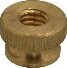 Electro Hardware - 5/16-18" UNC Thread, Uncoated, Grade B-633 Brass Round Knurled Thumb Nut - 13/32" Overall Height, 5/8" Head Diam - Apex Tool & Supply