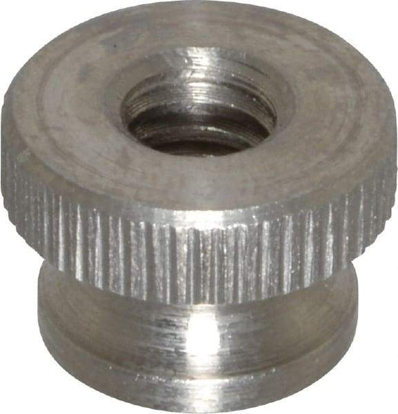 Electro Hardware - 1/4-20" UNC Thread, Uncoated, Grade 302, 303 Stainless Steel Round Knurled Thumb Nut - 3/8" Overall Height, 9/16" Head Diam - Apex Tool & Supply