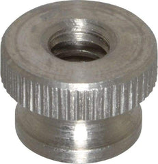 Electro Hardware - 1/4-20" UNC Thread, Uncoated, Grade 302, 303 Stainless Steel Round Knurled Thumb Nut - 3/8" Overall Height, 9/16" Head Diam - Apex Tool & Supply