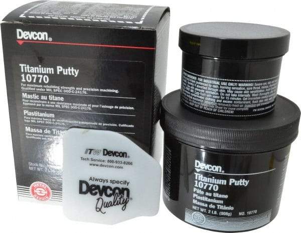 Devcon - 2 Lb Kit Gray Epoxy Resin Putty - 150°F (Wet), 350°F (Dry) Max Operating Temp, 16 hr Full Cure Time - Apex Tool & Supply